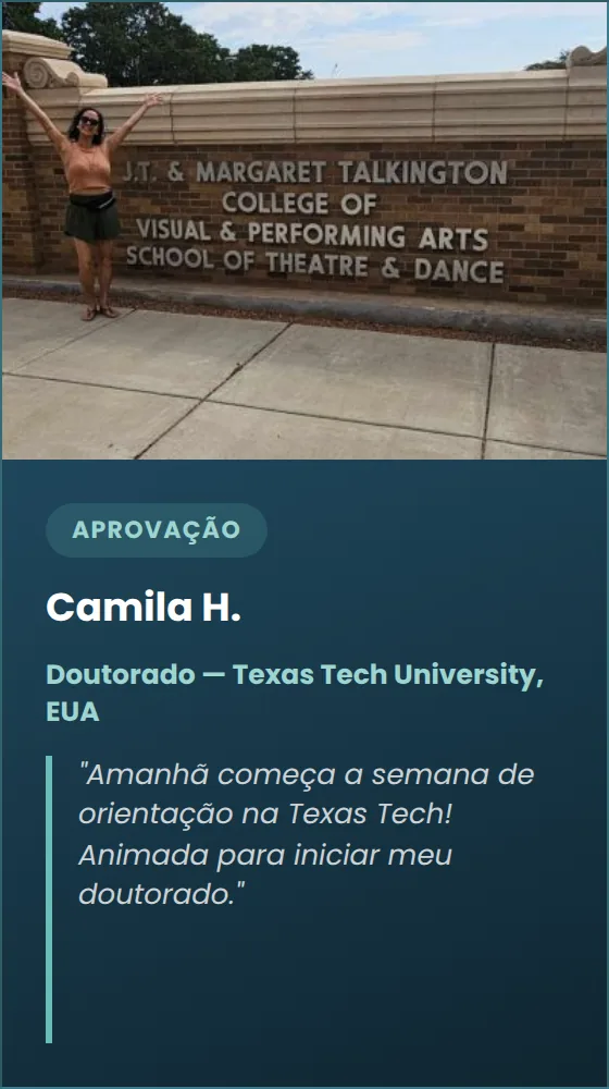 Camila H. — Doutorado na Texas Tech University