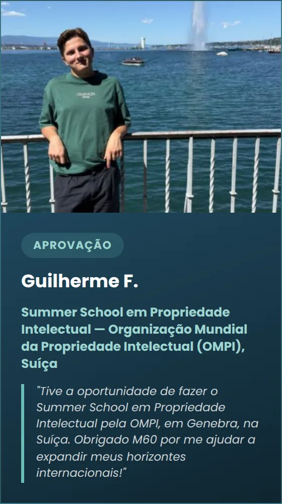 Guilherme F. — Summer School na OMPI, Suíça